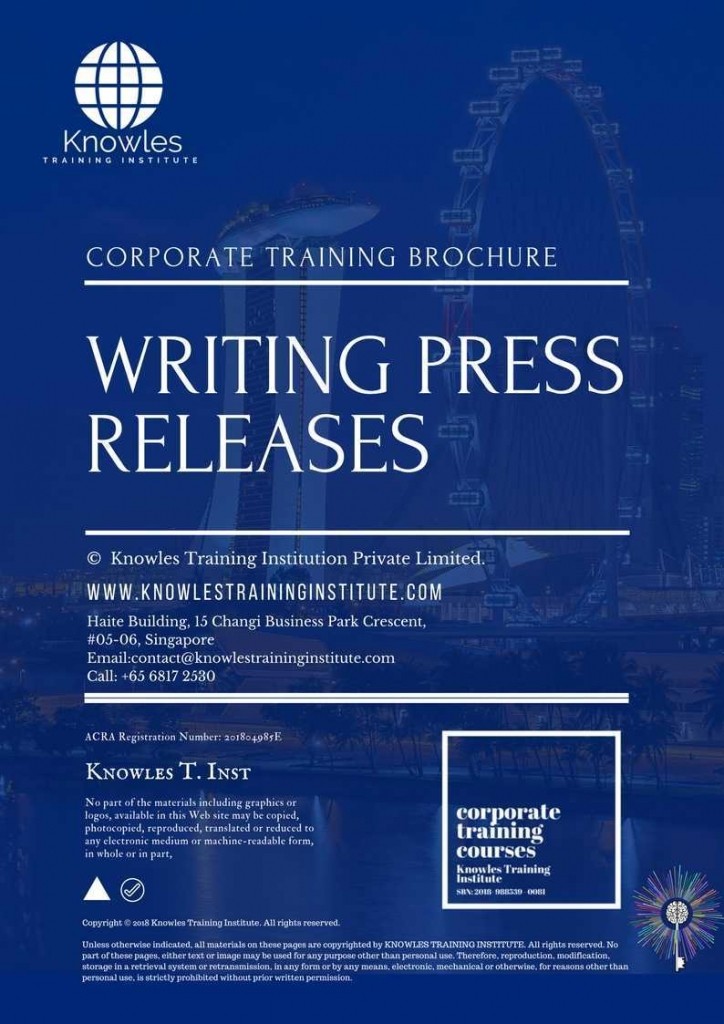 Writing Press Releases Training Course in Spain Brochure